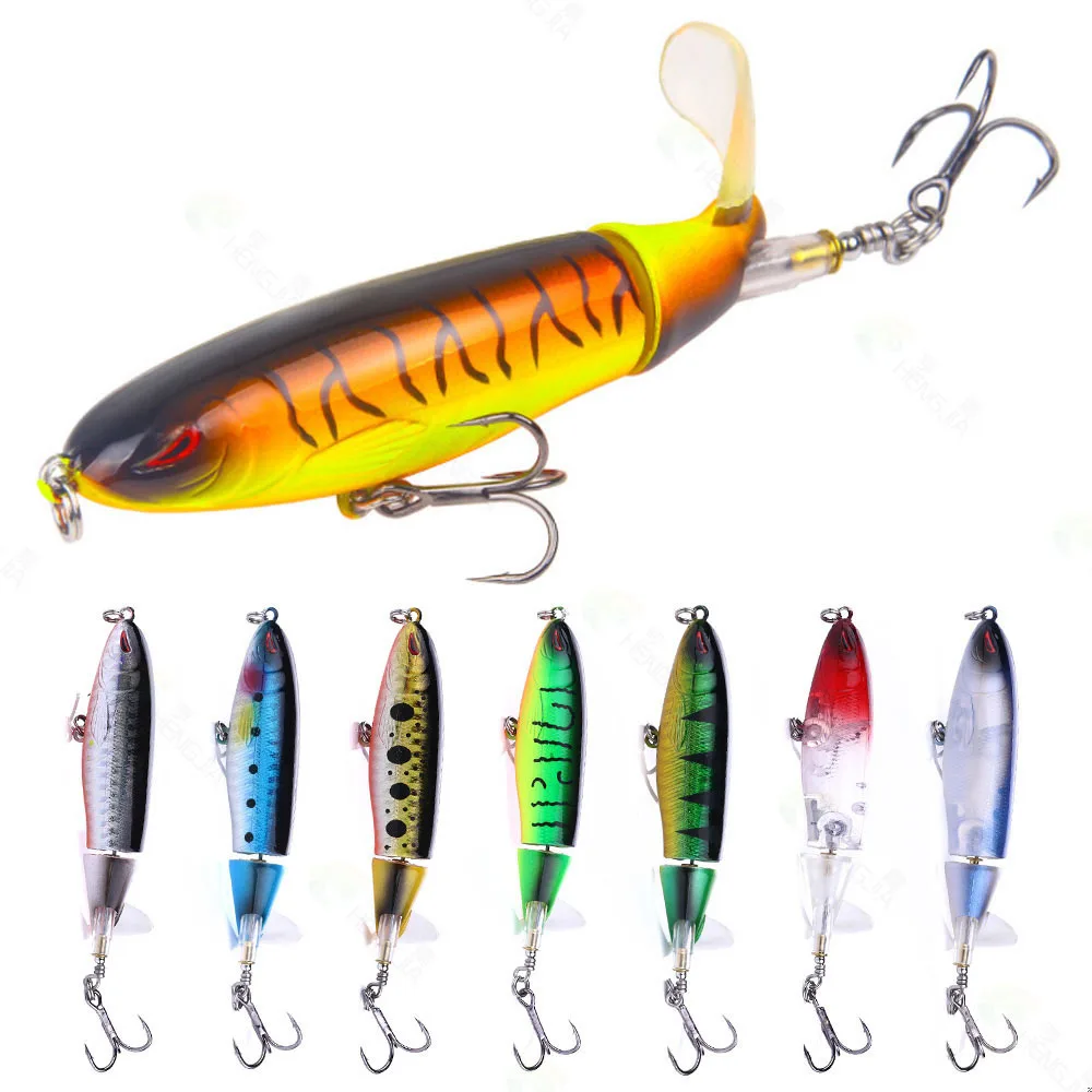 

Floating Pencil Fishing Lures Bait 10cm 13g Propeller Water Tractor Rotating Bait Pesca Peche Isca Artificial Pescaria Pancing, 6colors