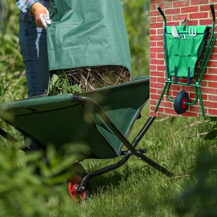 Desique brouette pliable en tissu pour le jardin verte charge 20 kg