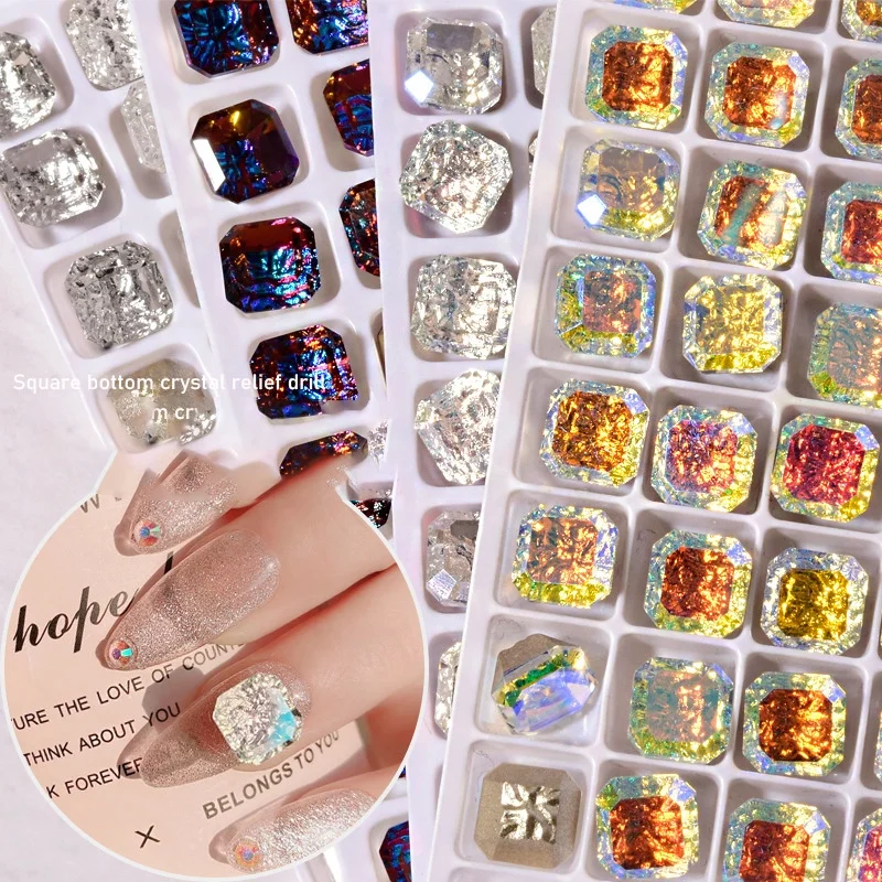 

Paso Sico Brand New Square 8mm Carving Princess Octagon Point Back K9 Glass Nail Art Rhinestone Crystal Stone