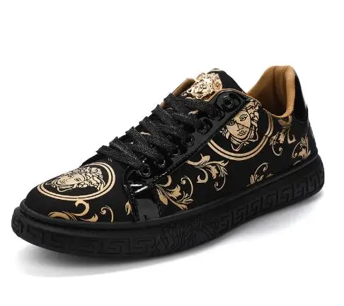 

Ziitop Wholesale High Top Printed Embroidery Shoes Men Medusa Men's Sneakers Trendy Men Casual Shoes, Black,whire