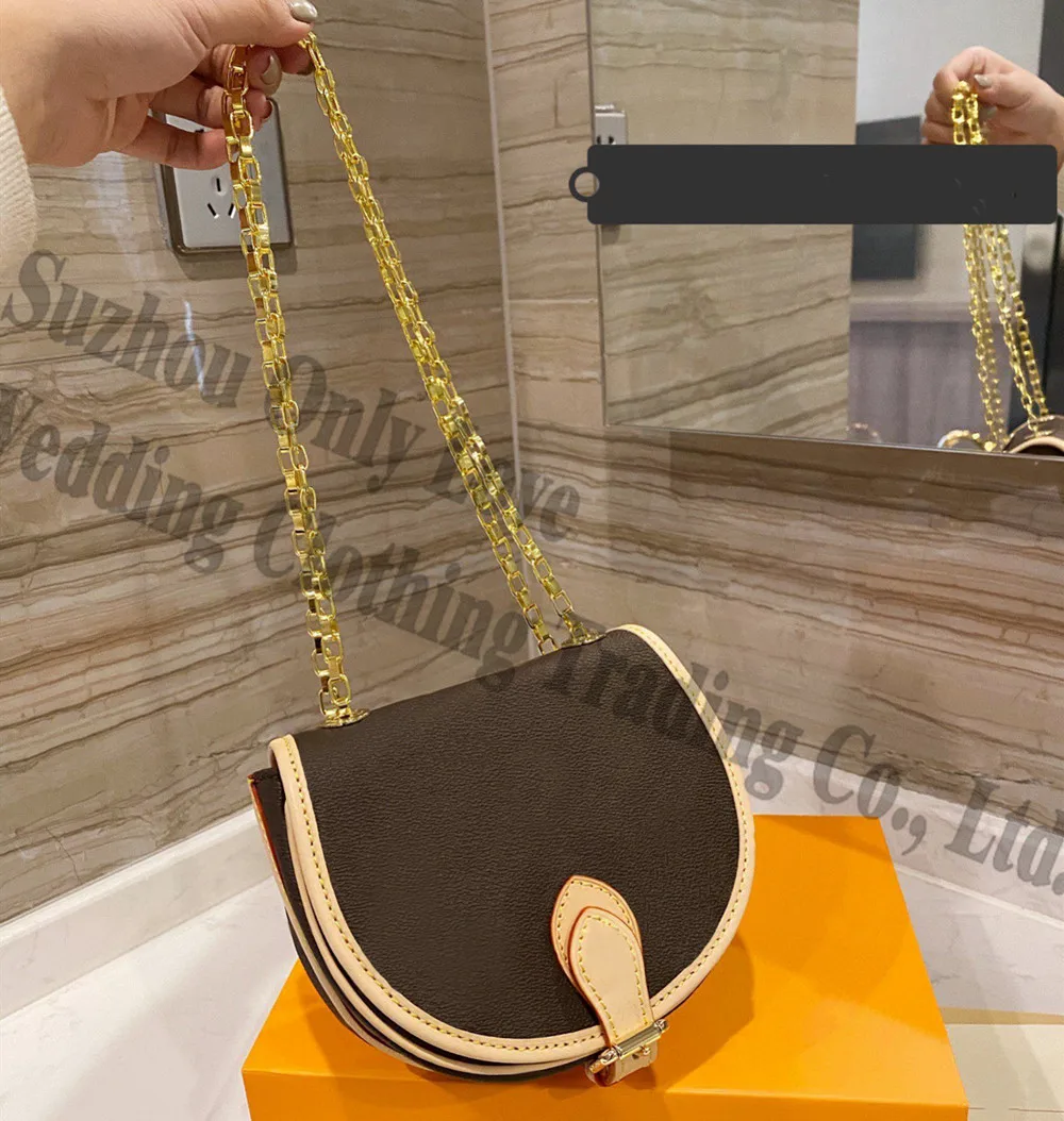 

Famous Brand Ladies Half moon Leather Over Shoulder Bags Side bag Girl Chain Flap Round Message phone hand Bags