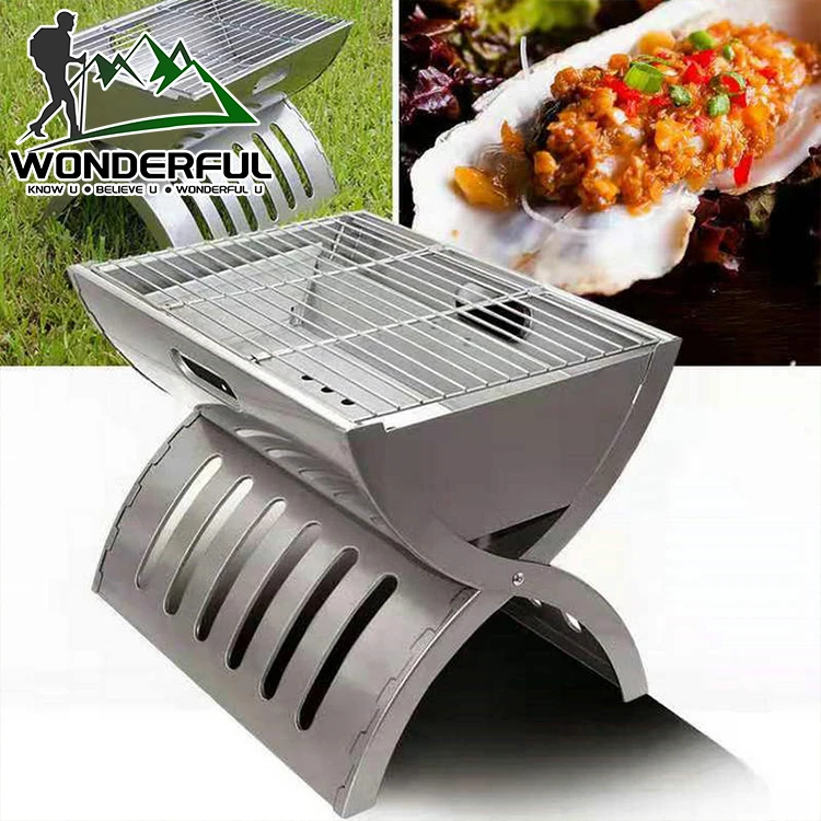 

Wholesale Portable Outdoor Picnic Kitchen Stainless Collapsible Smoker Charcoal Square Barbecue BBQ Grill