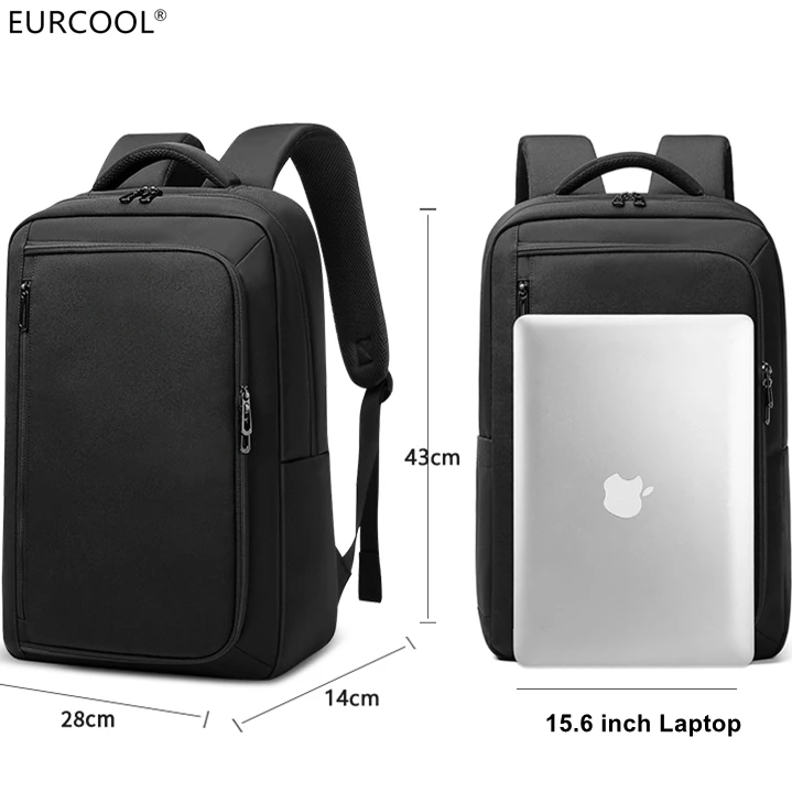 

Eurcool Waterproof College Shoulder Bag Travel Rucksack Custom Logo Laptop Nylon Backpack School Bags For Men, Black or customized