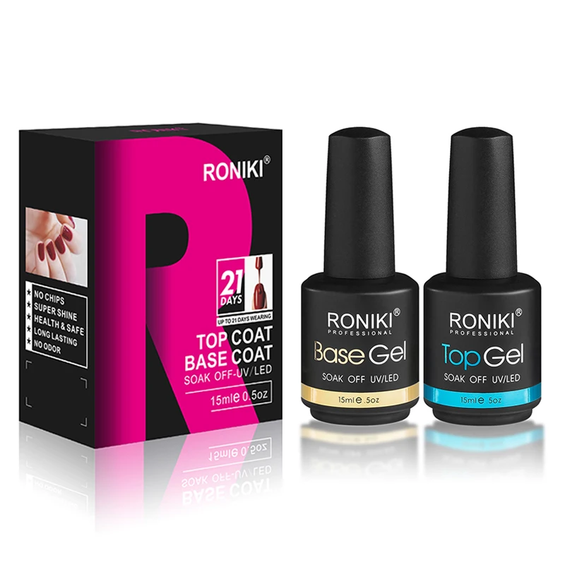 

RONIKI gel nail polish set clear private label wholesale no wipe uv gel top coat and base coat