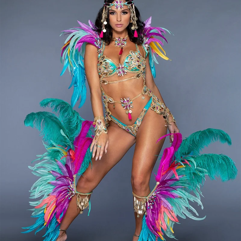 
DIY sexy erotic brazil caribbean carnival theme party feather costumes for women made in china 