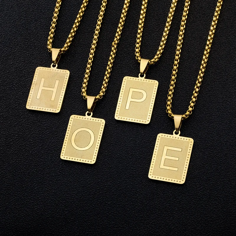 

HongTong Stainless Steel Letter Necklace New Ladies Letter Fashion Pendant Steel Brand Necklace, Picture