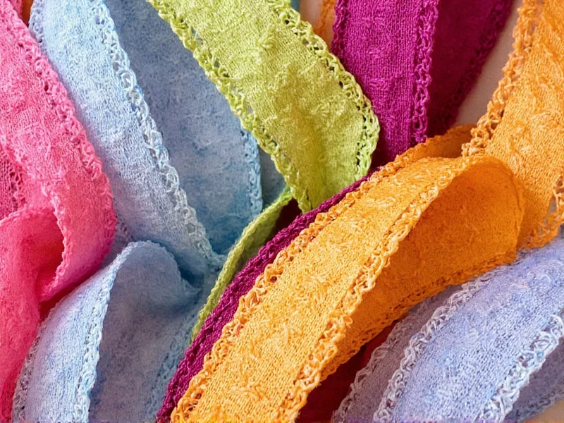 Close-up of assorted craft ribbons showing texture and weave details