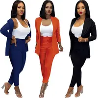

10600NA Autumn Pure Color Fashion Blazer Casual Trouser 2020 Women Clothing Two Piece Sets