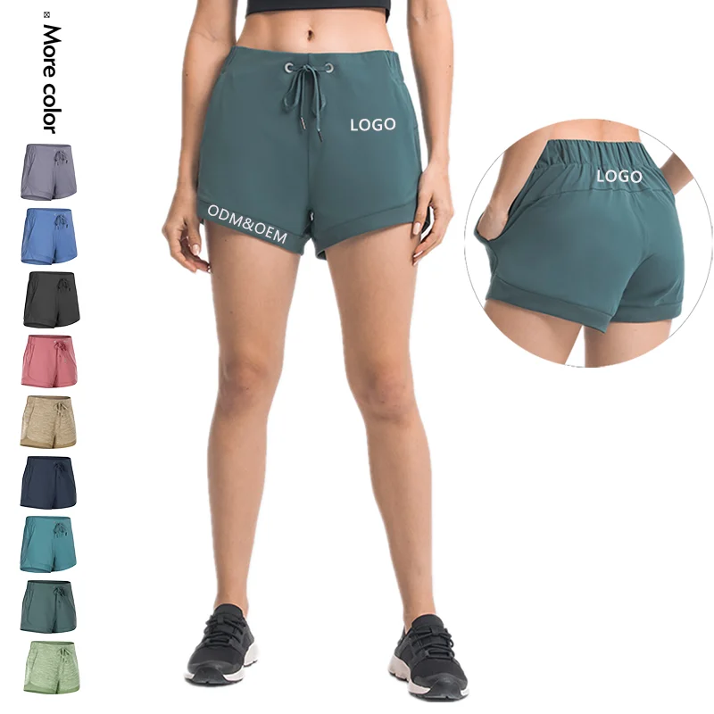 

Xsunwing Wholesale Women's Quick-Dry Running Athletic Shorts Sport Layer Elastic Waist Active Workout Yoga Shorts with Pockets