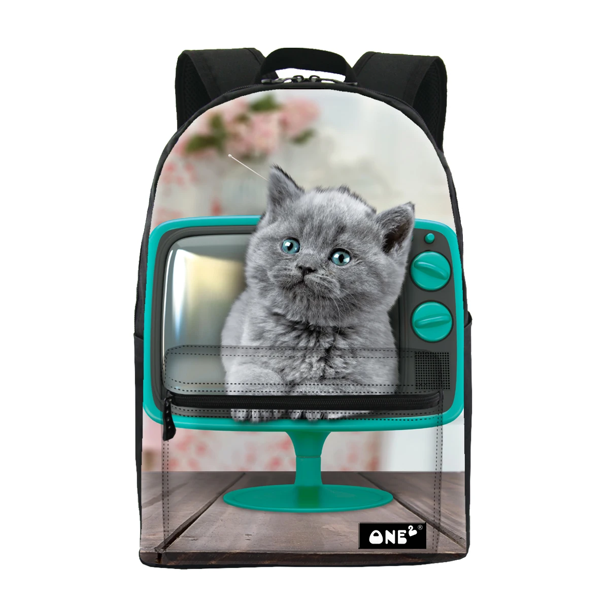 

Beg sekolah school bag girls large capacity waterproof lightweight school bag for university students cute cat design print, Customized