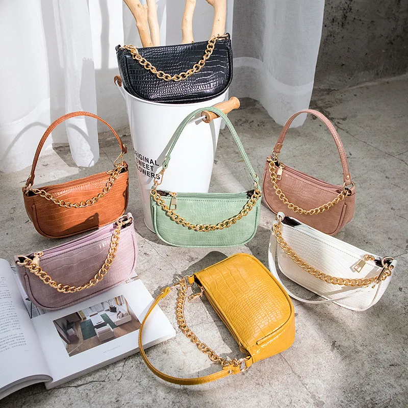 

2021 armpit crocodile pattern underarm ladies shoulder crossbody women hand bags mini lady trendy crocodile handbags, Customized