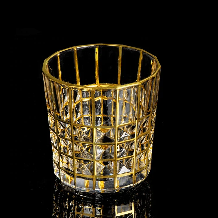 

rock glass cup manufacturers high quality whisky tumbler for bar home drinking, Gold