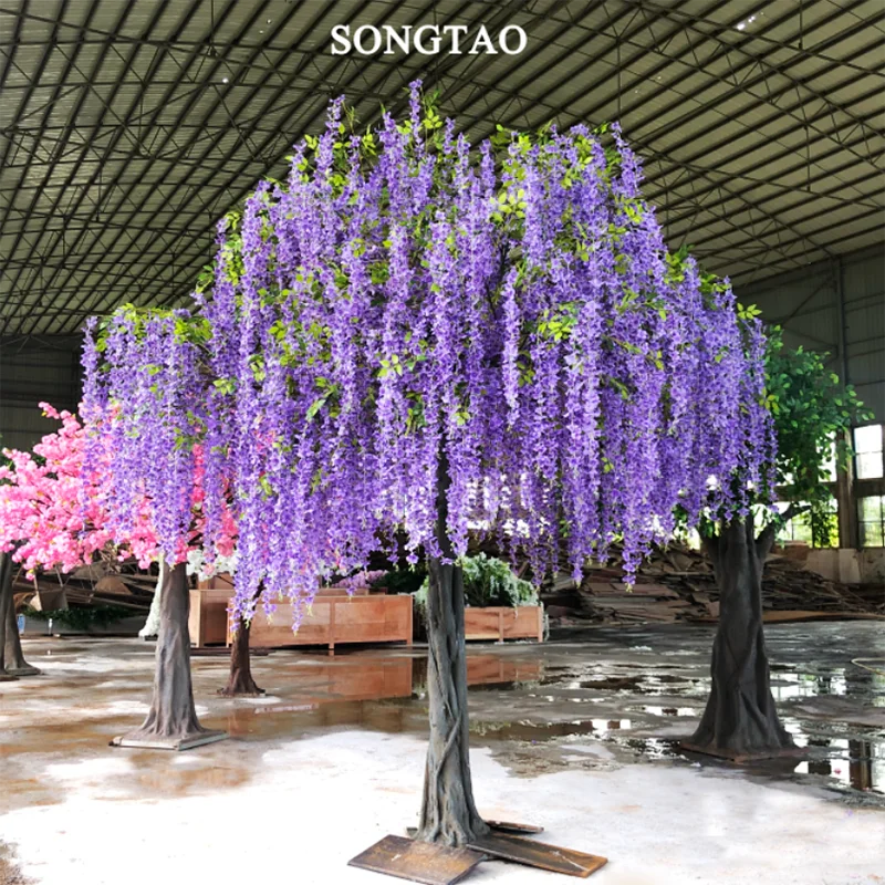 

Large Romantic Decoration 10Ft Top Artificial Wisteria Blossom Arch Tree For Wed Centerpieces, Pink, purple, green