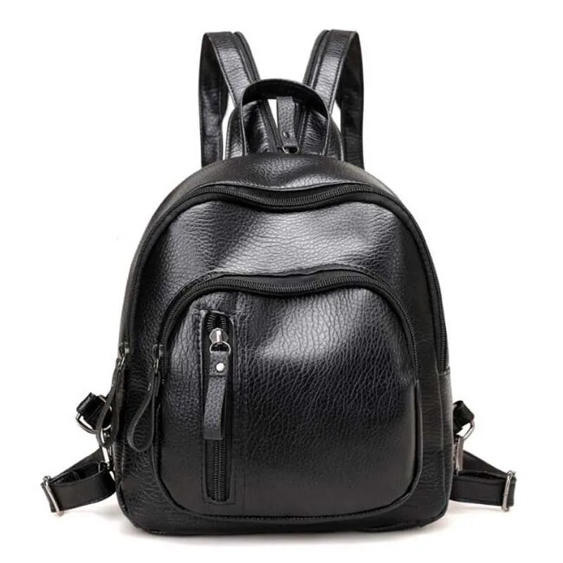 

Mini Small Backpack Fashion Hot Sale Women Backpack Casual Soft PU Lather Back Pack Black Mochila