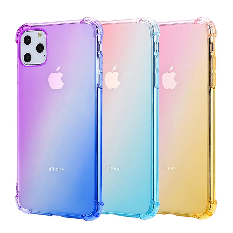 

Fundas for iPhone X XS 12 Airbag Shockproof Slim Rainbow Color Case Cover, for iPhone 11 12 Pro 13 Gradient TPU Phone Case, 6 colors