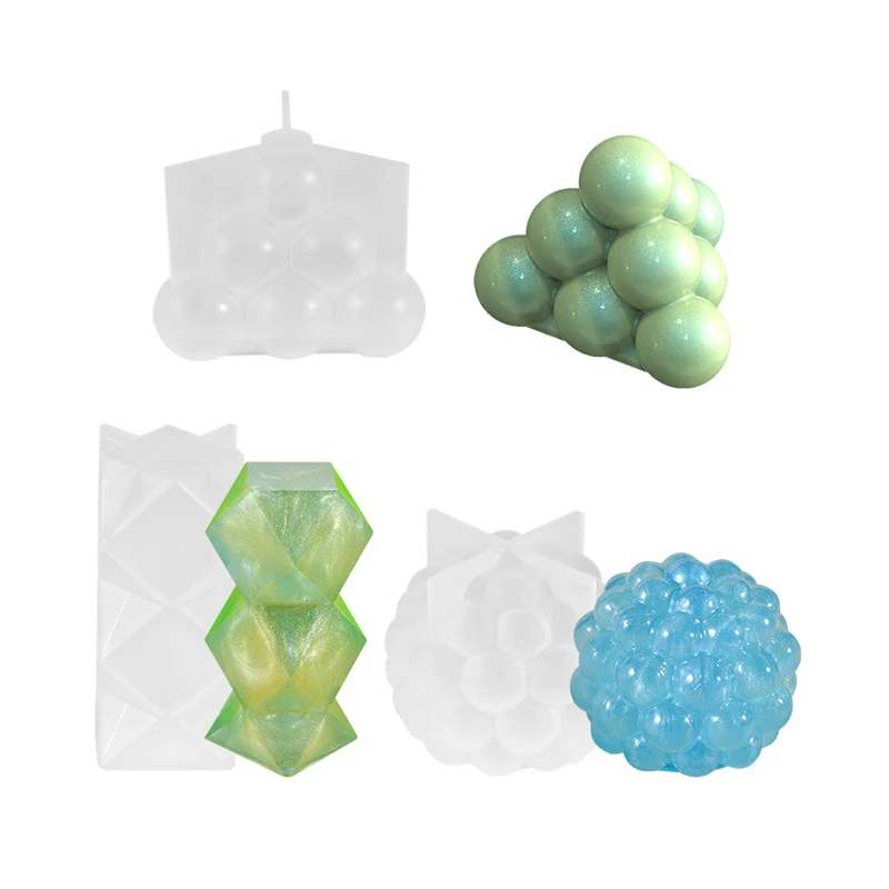 

L0216 Geometric Ball Magic Cube Bubble Candle Mold Soap Mold