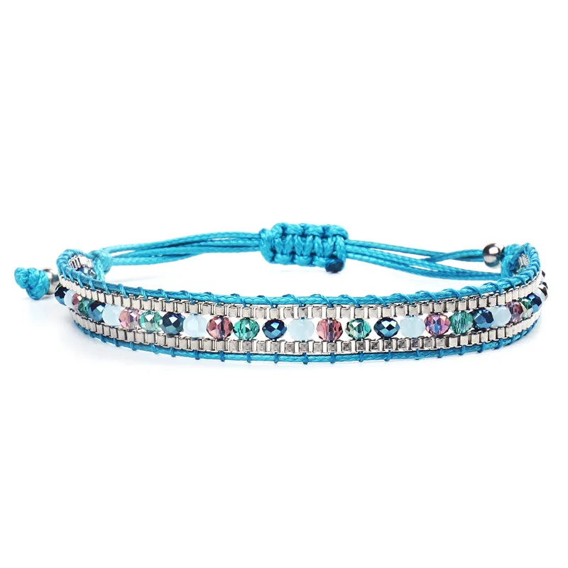 

Bohemian Style Single Colored Crystal Bracelet Colorful Beads Bracelet Sweet Ladies Women Bracelet