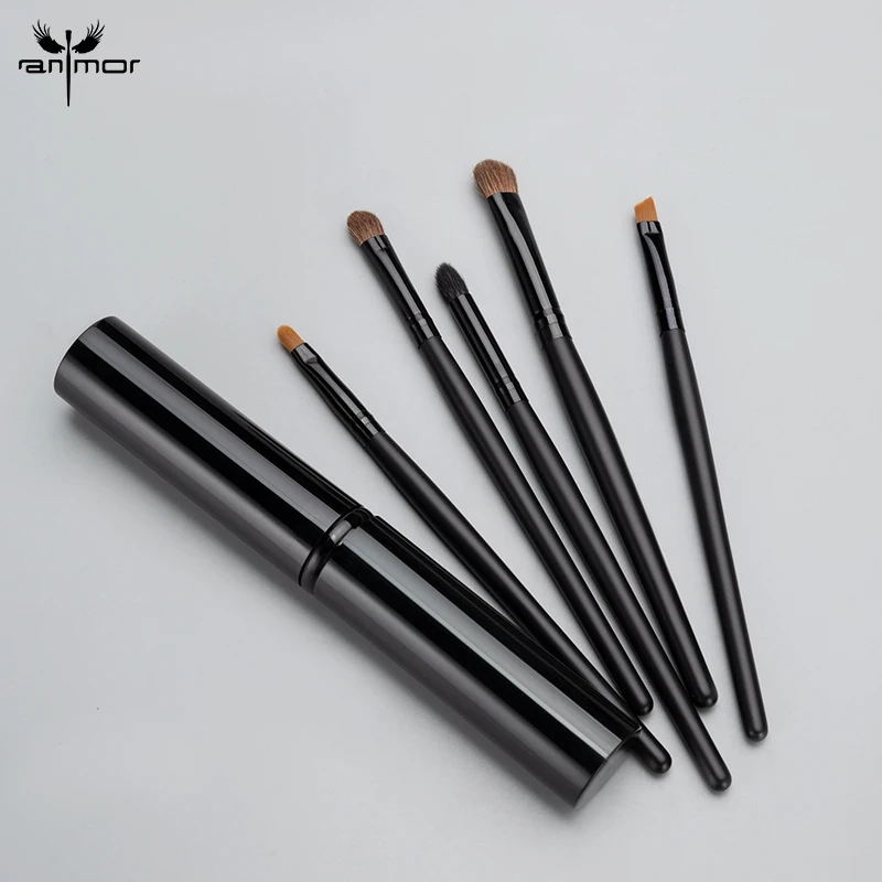 

5Pcs Eye Brow Eyeshadow Blending Makeup Brushes Set With Cylinder, Black