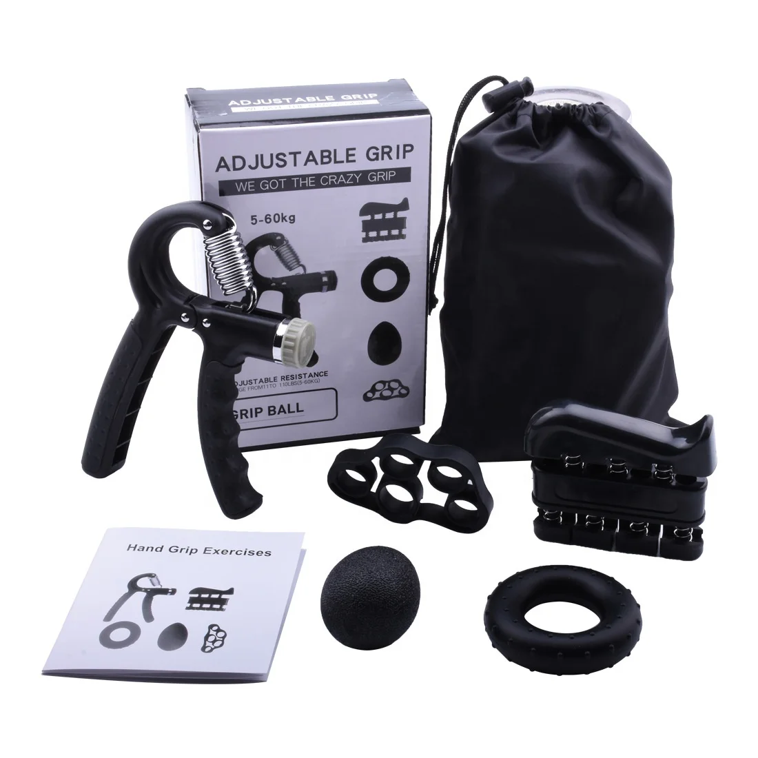 

10-60Kg Adjustable Heavy Gripper Fitness Hand Exerciser Grip Wrist Training Increase Strength 5pcs Hand Grip kit