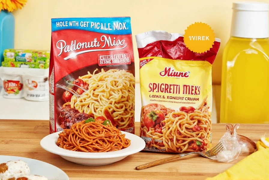 Trophy sitting next to a spaghetti mix packet