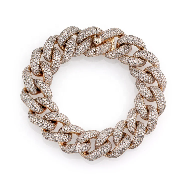 

chunky thick heavy chain design iced out bling hip hop women bracelet, Silver