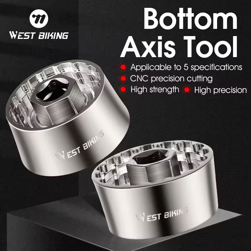 WEST BIKING New Cycling Road MTB Bike Apply Cage Glasses Key Repair Tool Capsule Store Bicycle 5-in -1 Bottom Bracket Tool