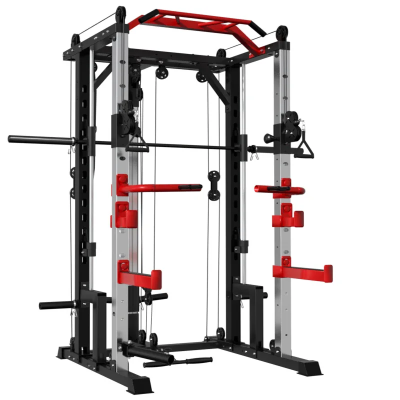 

Smith Machine Functional Trainer Power Cage Adjustable Weight Bench All in One Commercial Gym Machine