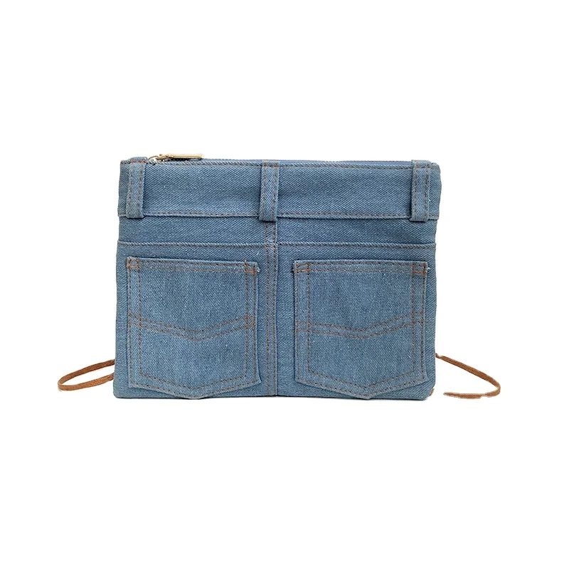 

New Fashion Denim Jean Coin Purse Ladies Clutch Jean Handbag and Purses Casual Cross Body Envelope Shoulder Bag For Women, Customizable