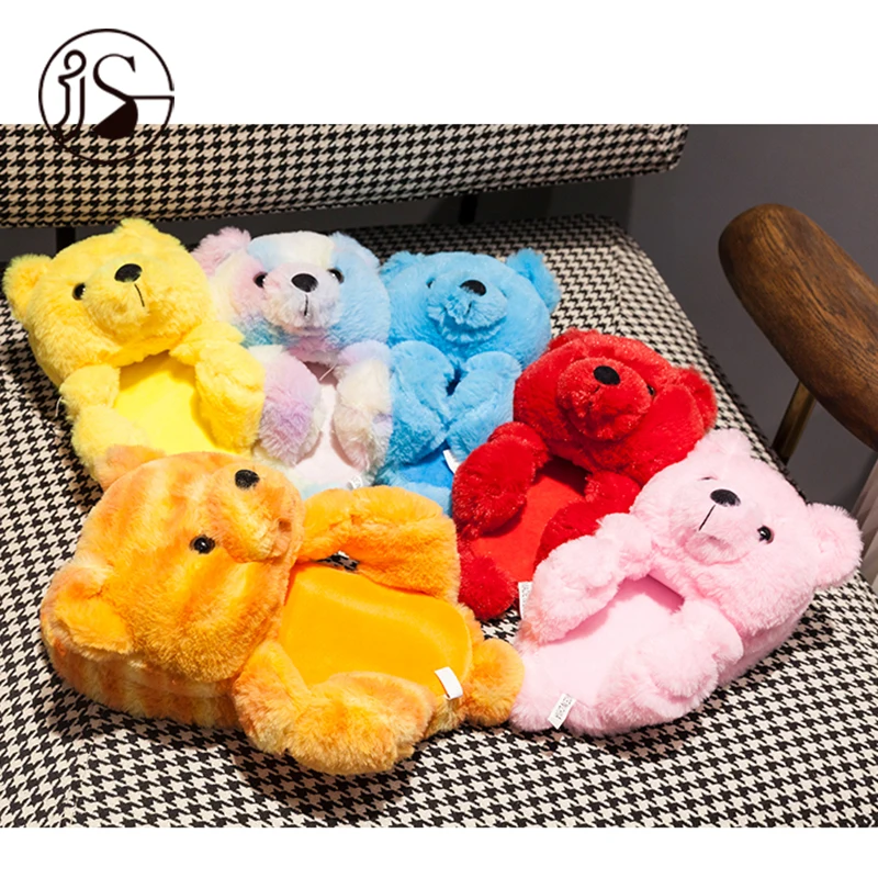 

Hot selling popular teddy bear slippers House slides Open toe teddy bear slippers with flat Whole sale lovely teddy bear slides, Picture