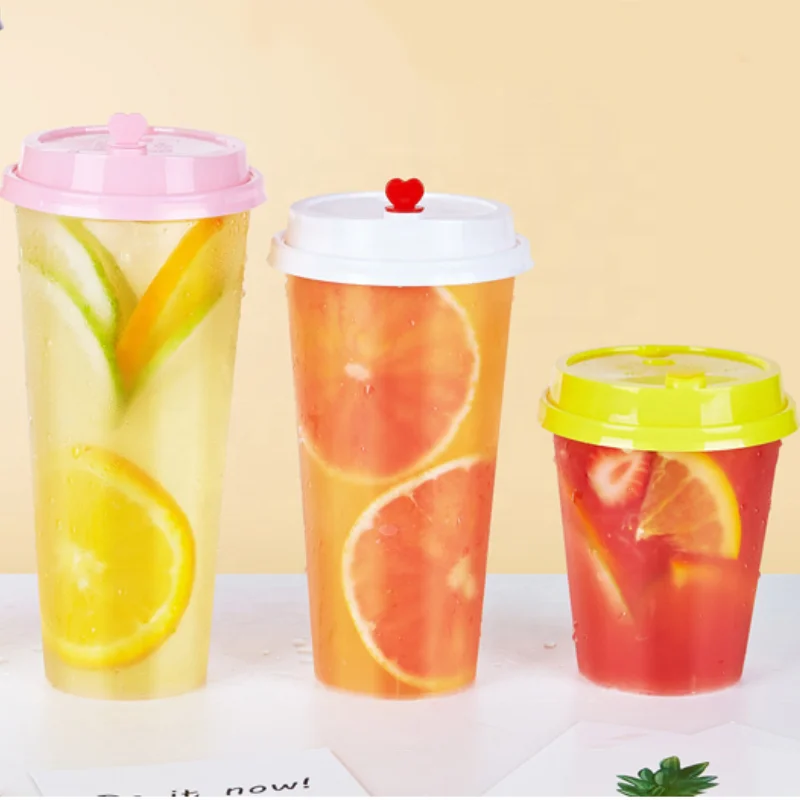 
520ml 16oz print logo injection cold hot drink pp disposable custom clear plastic cup with lids 