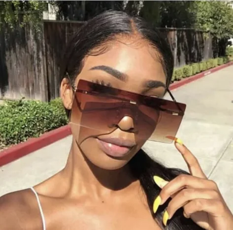 

2021 Oversized Shades Rimless Big Frame Oversized Fashion Sunglasses Sun Glasses