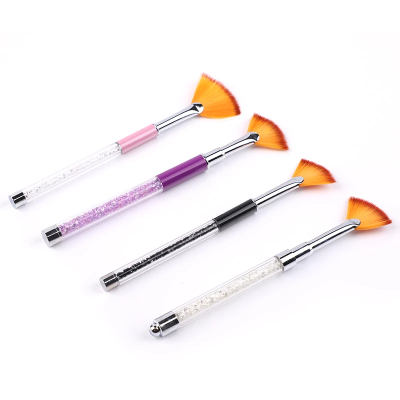 

Popular Acrylic Drill Handle Nail Fan Brush Four Colors Nylon Fan Art Pen