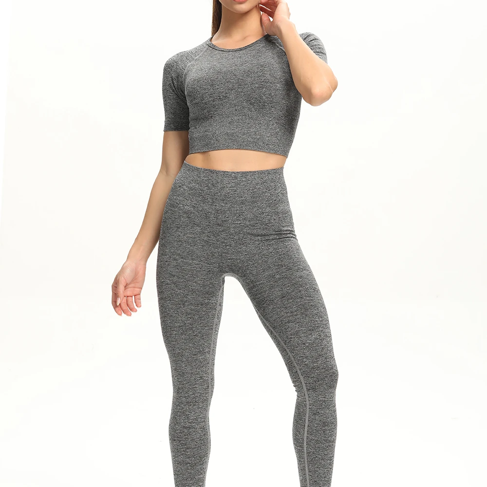 

women vital seamless yoga set workout sport wear gym clothing short sleeve high waist leggings sports suit, All colors are available
