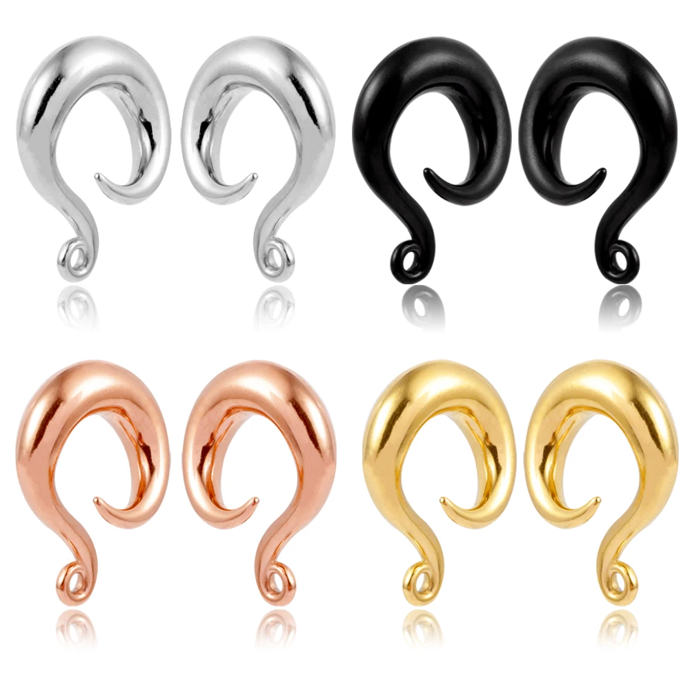 

Customised New Arrival Stainless Steel Twist Hooks PVD Plating Ear Hanger Weights Ear Piercing Tunnels Stretcher, Steel gold rose gold black