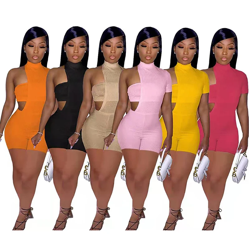 

Women's Casual Tube Top And Spaghetti Straps Skinny Bodycon Jumpsuit Outfits Playsuit Bodysuit Romper Two Piece Sets Jumpsuit, Shown