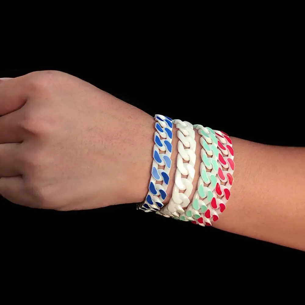 

Hip Hop Jewelry 12mm New Bracelet Ceramic Cuban Chain Bracelet Stainless Steel Buckle Head Hip Hop Men's Bracelet