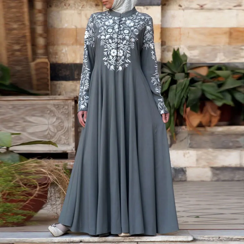 

New Fashion Plus Size Embroidered Ethnic Designer Clothing Chiffon Long Muslim Dress Indian Jilbab Traditional Muslim Clothing