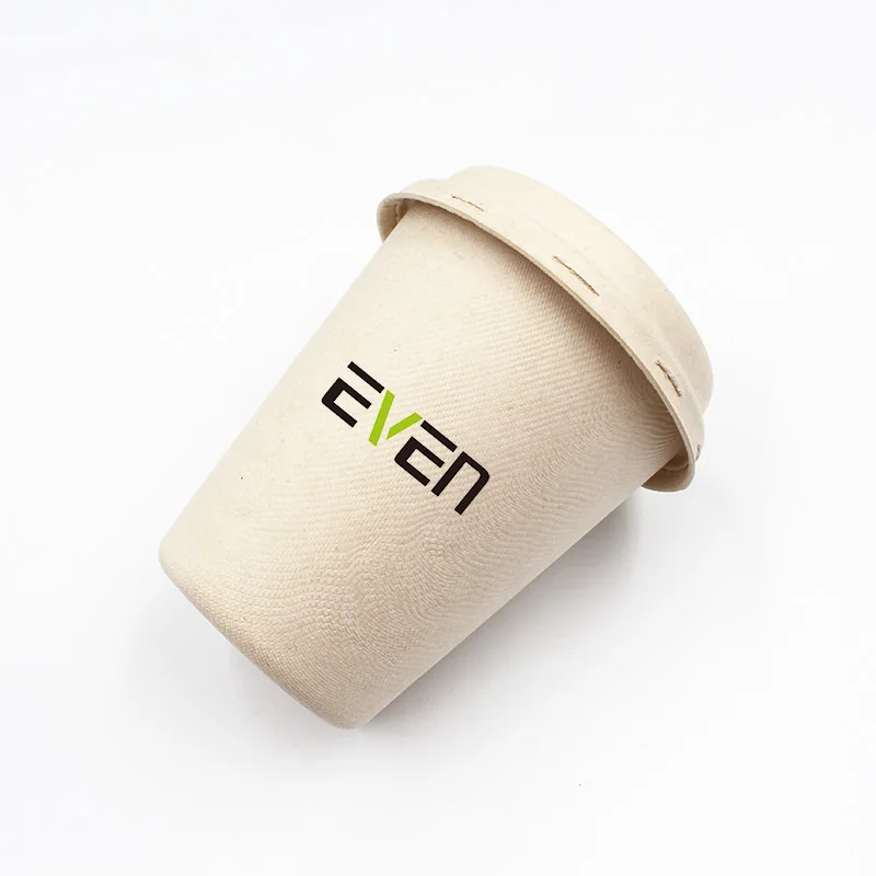 

Anhui EVEN Factory Wholesale 100% Biodegradable Sugarcane Bagasse Cups Coffee Cup With Lid, Natural color