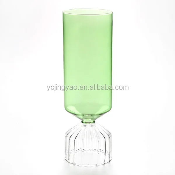 

Handblown Colored Borosilicate Tall Bottoms Up Glass Vases for Home Decorative, Green