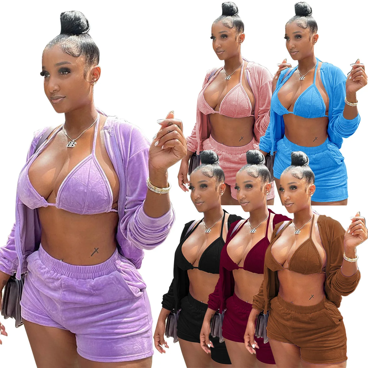 

Spring Womens Two Piece Sets 2022 Women Clothing Causal Ladies 3 Piece Set Women Hoodie Outfits Set, As picture