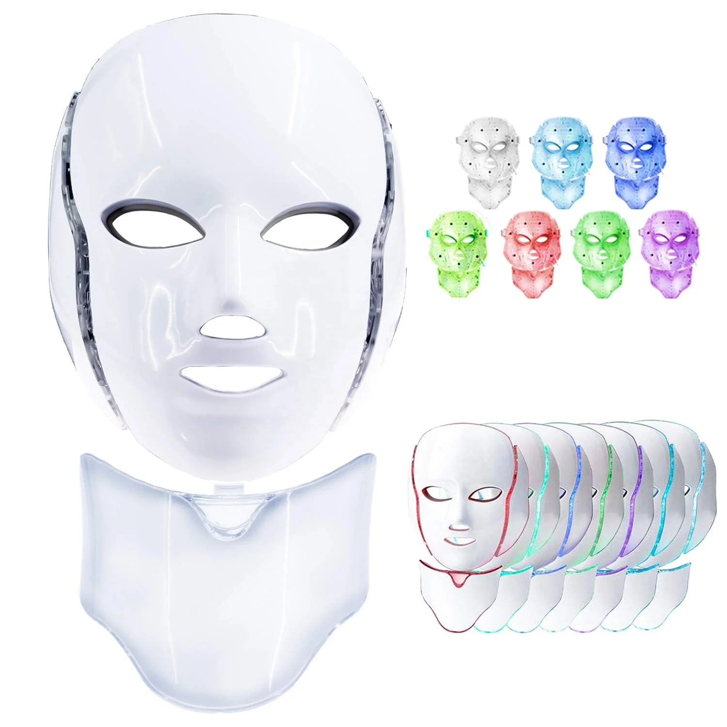 

Anti-aging 7 Color Face Neck Mask Colorful led Face Beauty masks Light Therapy Phototherapy Skin Care PDT Neck Facial Led Mask