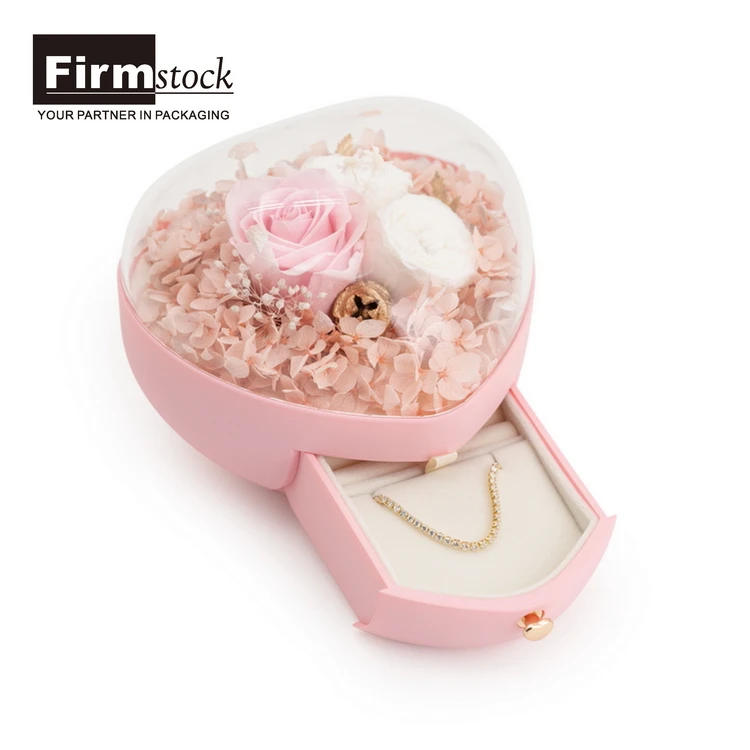 

Forever Rose Luxury Drawer Acrylic Dome Glass Gift Wholesale Flower Pink Jewelry Logo Eternal Roses Box