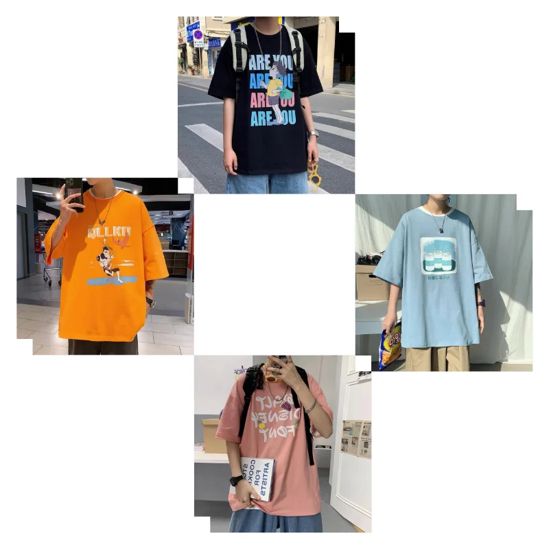 

2021 summer men's T-shirt bottoming shirt fashion 100% cotton printed men's T-shirt