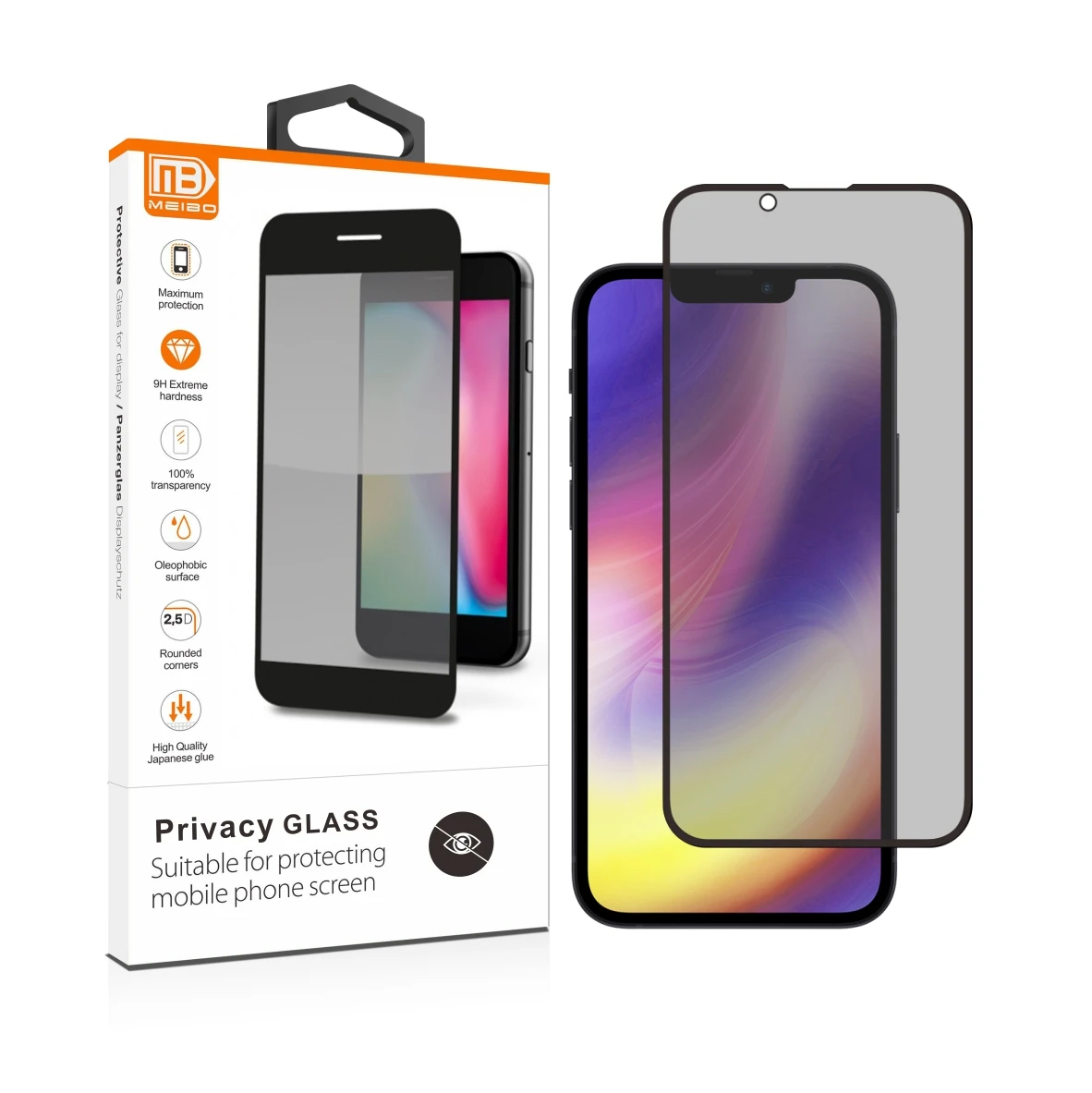 

For iPhone 11/12 mini/12 pro/13 pro max Privacy Screen Protector Tempered Glass Full Cover anti-spy screen For Mobile Phones, Iph -- b & w other-b