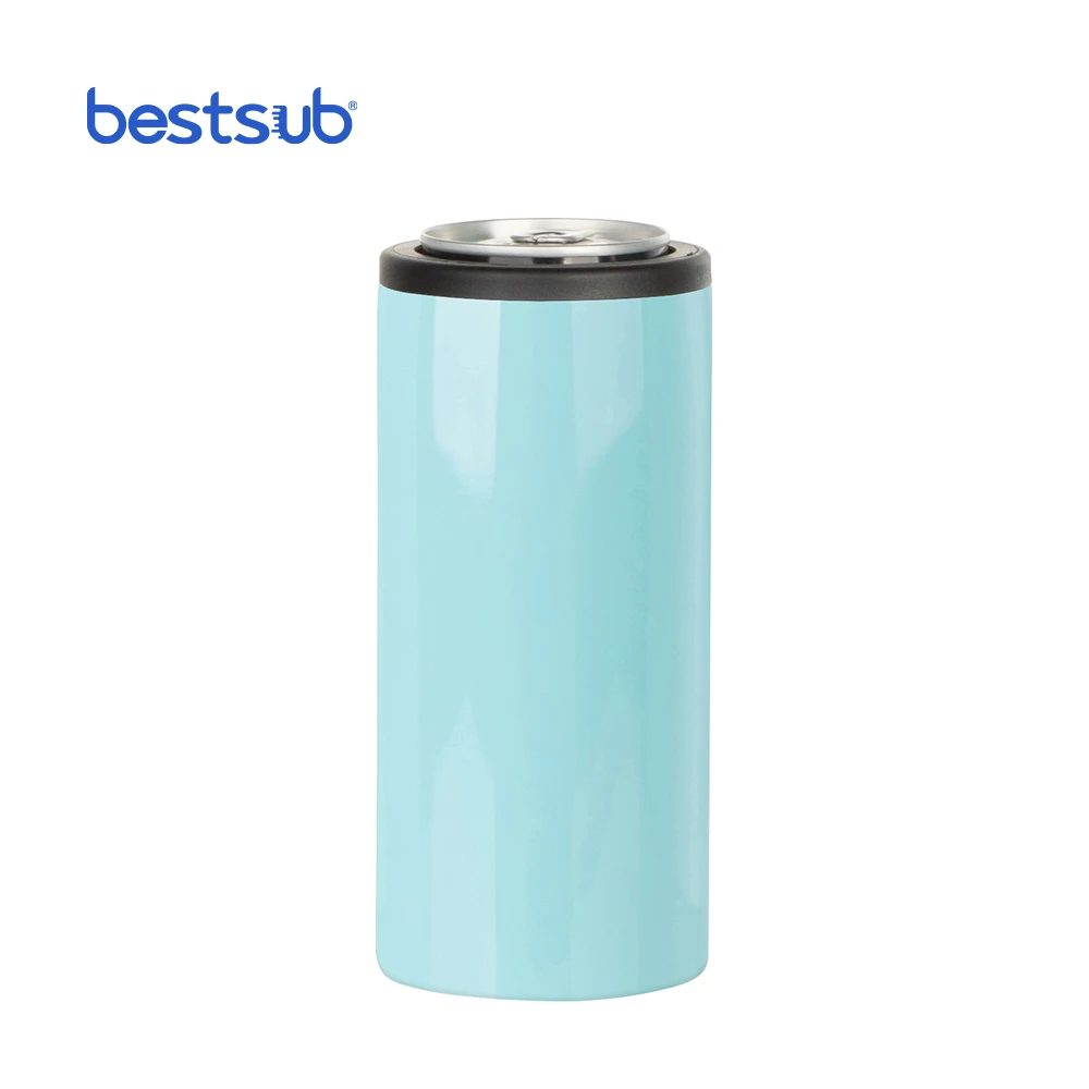 

BestSub Custom 12oz 350ml Light Green Stainless Steel Skinny Portable Beer slim insulated Can Cooler Ice Pack Beer Cooler Box