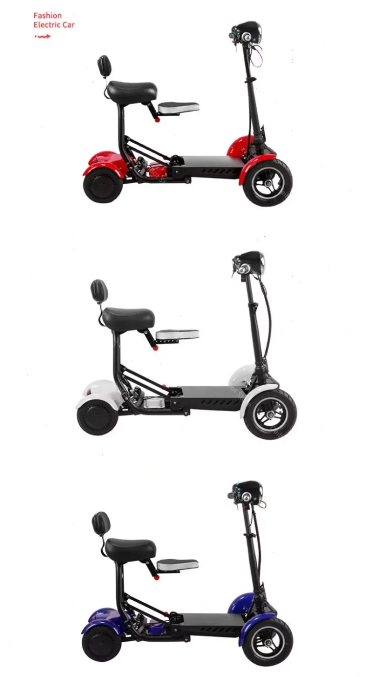 Folding All Terrain 4-Wheel Electric Scooter with Basket & Baby Seat for Family Adults Daily Travel, US EU Warehouse Ready Stock