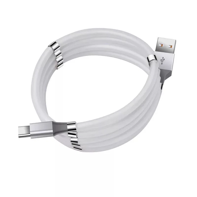 

2020 New Arrivals Supercalla Magnetic Portable Self-Winding USB Charging Data Cable for iPhone, Black, white