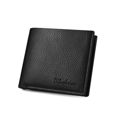 

2020 high quality genuine leather RFID men's wallet for men card holder credit card wallet short, Black,brown