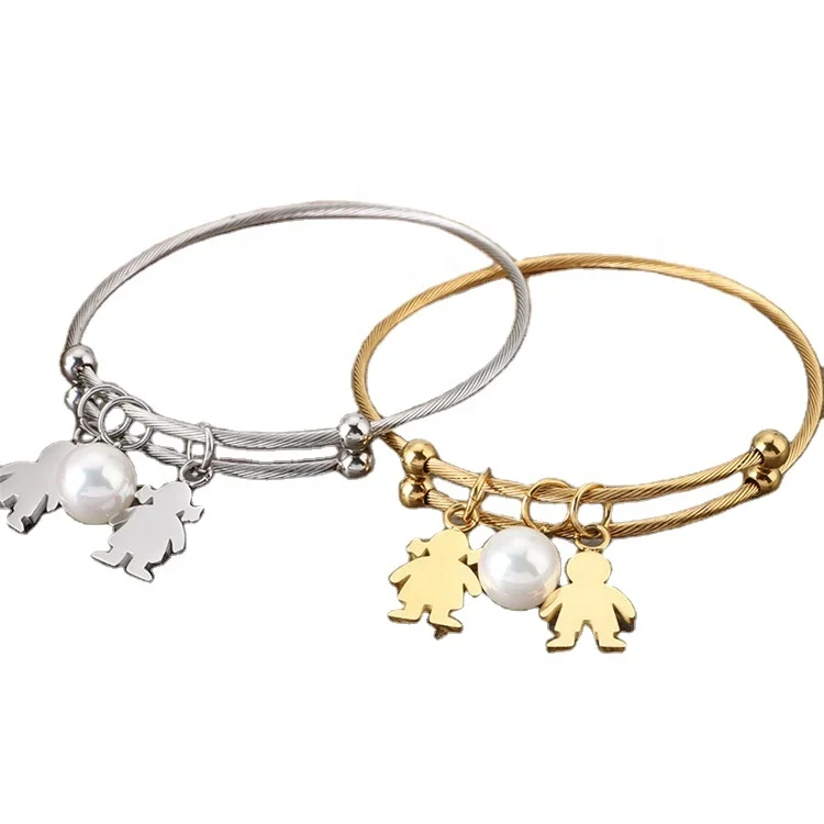 

Boys and Girls Pendants High Quality Stainless Steel Attract Couple Thin Bangle Bracelet for Women