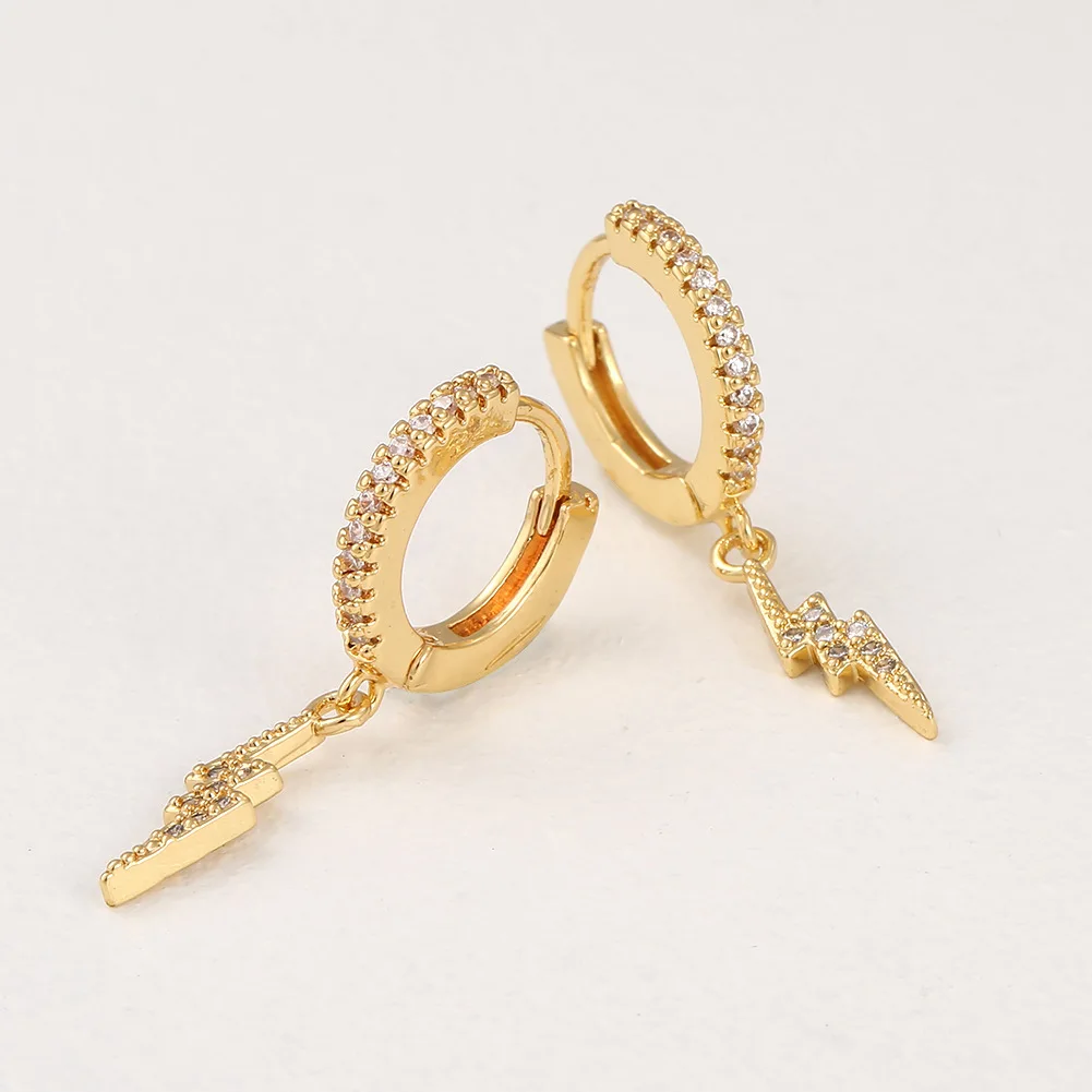 

Lotus 18K gold plated CZ fashion elegant flash earrings women accessories